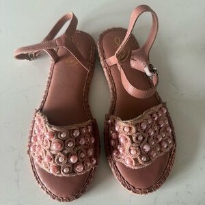 New Sam Edelman Girls Holly beaded pink Sandals Size: 4